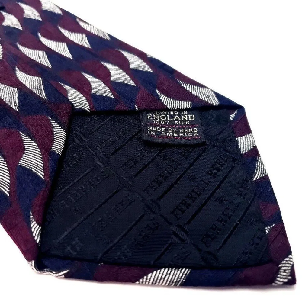 Ferrell Reed Silk Tie Red Blue Geometric England Wide‎